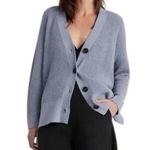 Madewell Lovell Dusk Periwinkle Cotton Knit Grandpa Cardigan Sweater Size S